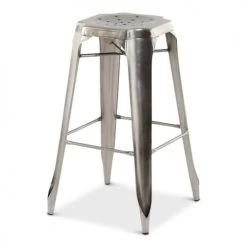 Zago Chaises Et Tabourets De Bar Tabouret De Bar Industriel En Métal Argenté -Bancs Soldes tabouret de bar industriel en metal argente 2