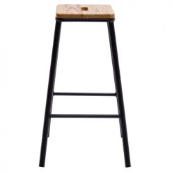 Moloo Chaises Et Tabourets De Bar Tabouret De Bar Industriel Métal Anthracite Mat/chêne (x2) -Bancs Soldes tabouret de bar industriel metal anthracite mat chene x2 4