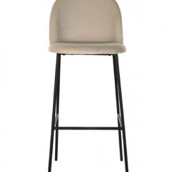 Wadiga Chaises Et Tabourets De Bar Tabouret De Bar Métal Noir Et Assise Velours Beige -Bancs Soldes tabouret de bar metal noir et assise velours beige 2