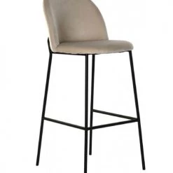 Wadiga Chaises Et Tabourets De Bar Tabouret De Bar Métal Noir Et Assise Velours Beige
