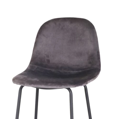 Urban Living Chaises Et Tabourets De Bar Tabouret De Bar Métal Noir Et Assise Velours Gris - 47x43x105cm 4 Urban Living Chaises Et Tabourets De Bar Tabouret De Bar Métal Noir Et Assise Velours Gris - 47x43x105cm – Image 2