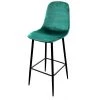 Wadiga Chaises Et Tabourets De Bar Tabouret De Bar Métal Noir Et Assise Velours Vert 42x47x108cm -Bancs Soldes tabouret de bar metal noir et assise velours vert 42x47x108cm 1