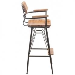 LANADECO Chaises Et Tabourets De Bar Tabouret De Bar Métal Noir Et Bois Naturel H111cm -Bancs Soldes tabouret de bar metal noir et bois naturel h111cm 2
