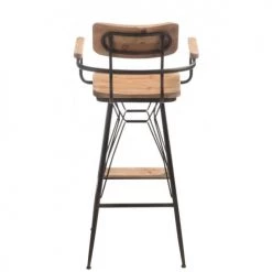 LANADECO Chaises Et Tabourets De Bar Tabouret De Bar Métal Noir Et Bois Naturel H111cm -Bancs Soldes tabouret de bar metal noir et bois naturel h111cm 3