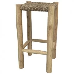 Rendez Vous Déco Chaises Et Tabourets De Bar Tabouret De Bar Mi-hauteur 65 Cm En Jonc De Mer Et Teck -Bancs Soldes tabouret de bar mi hauteur 65 cm en jonc de mer et teck 5