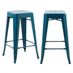 Rendez Vous Déco Chaises Et Tabourets De Bar Tabouret De Bar Mi-hauteur 66 Cm En Métal Bleu Mat (x2)