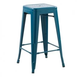 Rendez Vous Déco Chaises Et Tabourets De Bar Tabouret De Bar Mi-hauteur 66 Cm En Métal Bleu Mat (x2) -Bancs Soldes tabouret de bar mi hauteur 66 cm en metal bleu mat x2 3