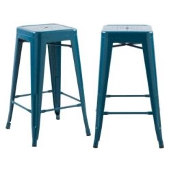 Rendez Vous Déco Chaises Et Tabourets De Bar Tabouret De Bar Mi-hauteur 66 Cm En Métal Bleu Mat (x2) -Bancs Soldes tabouret de bar mi hauteur 66 cm en metal bleu mat x2 5