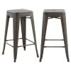 Rendez Vous Déco Chaises Et Tabourets De Bar Tabouret De Bar Mi-hauteur 66 Cm En Métal Gris Mat (x2) -Bancs Soldes tabouret de bar mi hauteur 66 cm en metal gris mat x2