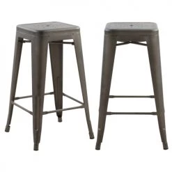 Rendez Vous Déco Chaises Et Tabourets De Bar Tabouret De Bar Mi-hauteur 66 Cm En Métal Gris Mat (x2)
