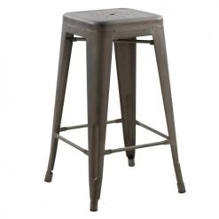 Rendez Vous Déco Chaises Et Tabourets De Bar Tabouret De Bar Mi-hauteur 66 Cm En Métal Gris Mat (x2) -Bancs Soldes tabouret de bar mi hauteur 66 cm en metal gris mat x2 3