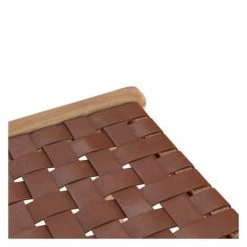 Rendez Vous Déco Chaises Et Tabourets De Bar Tabouret De Bar Mi-hauteur En Teck Et Cuir Tressé Marron 66 Cm -Bancs Soldes tabouret de bar mi hauteur en teck et cuir tresse marron 66 cm 1