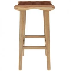 Rendez Vous Déco Chaises Et Tabourets De Bar Tabouret De Bar Mi-hauteur En Teck Et Cuir Tressé Marron 66 Cm -Bancs Soldes tabouret de bar mi hauteur en teck et cuir tresse marron 66 cm 5
