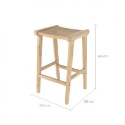 Rendez Vous Déco Chaises Et Tabourets De Bar Tabouret De Bar Mi-hauteur En Teck Et Rotin Naturel 65 Cm -Bancs Soldes tabouret de bar mi hauteur en teck et rotin naturel 65 cm 2
