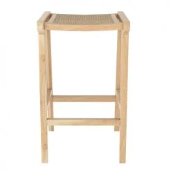 Rendez Vous Déco Chaises Et Tabourets De Bar Tabouret De Bar Mi-hauteur En Teck Et Rotin Naturel 65 Cm -Bancs Soldes tabouret de bar mi hauteur en teck et rotin naturel 65 cm 4
