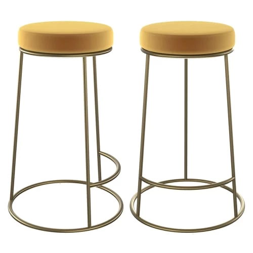 Rendez Vous Déco Chaises Et Tabourets De Bar Tabouret De Bar Mi-hauteur En Velours Jaune Curry 63 Cm (lot De 2) 3 Rendez Vous Déco Chaises Et Tabourets De Bar Tabouret De Bar Mi-hauteur En Velours Jaune Curry 63 Cm (lot De 2)