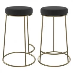 Rendez Vous Déco Chaises Et Tabourets De Bar Tabouret De Bar Mi-hauteur En Velours Noir 63 Cm (lot De 2)