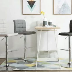 Moloo Chaises Et Tabourets De Bar Tabouret De Bar Réglable Tissu Anthracite Et Métal Chromé (x2) -Bancs Soldes tabouret de bar reglable tissu anthracite et metal chrome x2 1