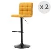 Moloo Chaises Et Tabourets De Bar Tabouret De Bar Réglable Tissu Curry Et Métal Noir (x2) -Bancs Soldes tabouret de bar reglable tissu curry et metal noir x2