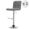 Moloo Chaises Et Tabourets De Bar Tabouret De Bar Réglable Tissu Gris Pied Acier Brossé (x2) -Bancs Soldes tabouret de bar reglable tissu gris pied acier brosse x2