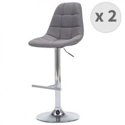 Moloo Chaises Et Tabourets De Bar Tabouret De Bar Réglable Tissu Gris Pied Chromé (x2)