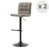 Moloo Chaises Et Tabourets De Bar Tabouret De Bar Réglable Vintage Marron Clair Pieds Métal Noir (x2) -Bancs Soldes tabouret de bar reglable vintage marron clair pieds metal noir x2