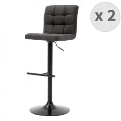 Moloo Chaises Et Tabourets De Bar Tabouret De Bar Réglable Vintage Marron Foncé Pieds Métal Noir (x2)