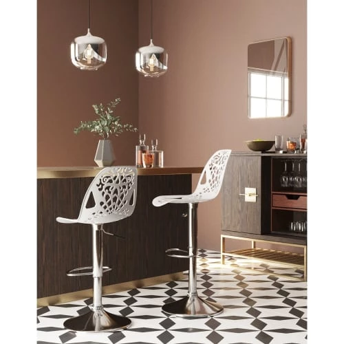 Kare Design Chaises Et Tabourets De Bar Tabouret De Bar Réglagle Blanc Et Acier Chromé 4 Kare Design Chaises Et Tabourets De Bar Tabouret De Bar Réglagle Blanc Et Acier Chromé – Image 2