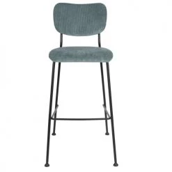 Zuiver Chaises Et Tabourets De Bar Tabouret De Bar Rétro En Velours Gris Bleu
