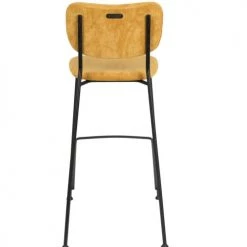 Zuiver Chaises Et Tabourets De Bar Tabouret De Bar Rétro En Velours Jaune -Bancs Soldes tabouret de bar retro en velours jaune 2