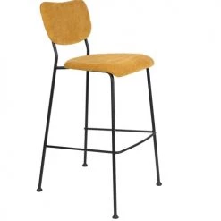 Zuiver Chaises Et Tabourets De Bar Tabouret De Bar Rétro En Velours Jaune -Bancs Soldes tabouret de bar retro en velours jaune 3
