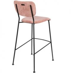 Zuiver Chaises Et Tabourets De Bar Tabouret De Bar Rétro En Velours Rose -Bancs Soldes tabouret de bar retro en velours rose 2