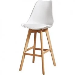 ATHM DESIGN Chaises Et Tabourets De Bar Tabouret De Bar Scandinave Assise Blanche - Lot De 2 -Bancs Soldes tabouret de bar scandinave assise blanche lot de 2 4