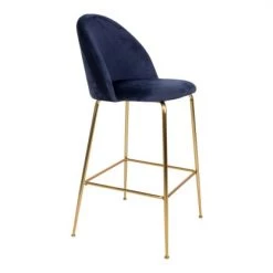 Meubles & Design Chaises Et Tabourets De Bar Tabouret De Bar Scandinave En Velours Bleu -Bancs Soldes tabouret de bar scandinave en velours bleu 2
