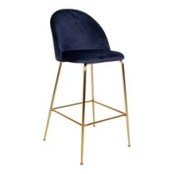 Meubles & Design Chaises Et Tabourets De Bar Tabouret De Bar Scandinave En Velours Gris -Bancs Soldes tabouret de bar scandinave en velours bleu 6