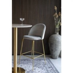 Meubles & Design Chaises Et Tabourets De Bar Tabouret De Bar Scandinave En Velours Gris -Bancs Soldes tabouret de bar scandinave en velours gris 2