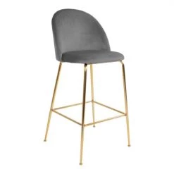 Meubles & Design Chaises Et Tabourets De Bar Tabouret De Bar Scandinave En Velours Gris
