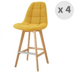 Moloo Chaises Et Tabourets De Bar Tabouret De Bar Scandinave Tissu Curry Pied Hêtre (x4)