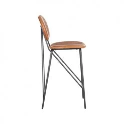 Ixia Chaises Et Tabourets De Bar Tabouret De Bar Similicuir Camel Et Métal Noir -Bancs Soldes tabouret de bar similicuir camel et metal noir 3