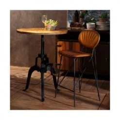 Ixia Chaises Et Tabourets De Bar Tabouret De Bar Similicuir Camel Et Métal Noir -Bancs Soldes tabouret de bar similicuir camel et metal noir 4