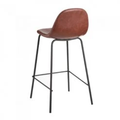 Ixia Chaises Et Tabourets De Bar Tabouret De Bar Similicuir Marron Et Métal Noir H87cm -Bancs Soldes tabouret de bar similicuir marron et metal noir h87cm 1