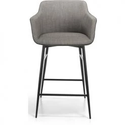 ReCollection Chaises Et Tabourets De Bar Tabouret De Bar Tissu Gris 60x57x96cm -Bancs Soldes tabouret de bar tissu gris 60x57x96cm 2