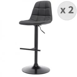Moloo Chaises Et Tabourets De Bar Tabouret De Bar Tissu Gris Anthracite Pied Métal Noir (x2)