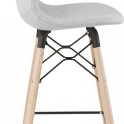 Kokoon Design Chaises Et Tabourets De Bar Tabouret De Bar Tissu Gris Clair Et Bois H107cm -Bancs Soldes tabouret de bar tissu gris clair et bois h107cm 2