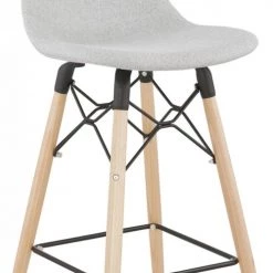 Kokoon Design Chaises Et Tabourets De Bar Tabouret De Bar Tissu Gris Clair Et Bois H107cm