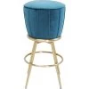 Kare Design Chaises Et Tabourets De Bar Tabouret De Bar Velours Bleu Et Acier Doré -Bancs Soldes tabouret de bar velours bleu et acier dore