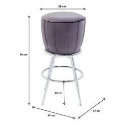 Kare Design Chaises Et Tabourets De Bar Tabouret De Bar Velours Gris Et Acier Chromé -Bancs Soldes tabouret de bar velours gris et acier chrome 3