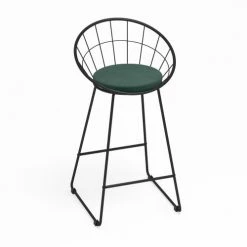 Potiron Paris Chaises Et Tabourets De Bar Tabouret De Bar Velours Vert Sapin -Bancs Soldes tabouret de bar velours vert sapin 3