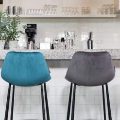 Dutchbone Chaises Et Tabourets De Bar Tabouret De Comptoir En Velours Gris -Bancs Soldes tabouret de comptoir en velours gris 2