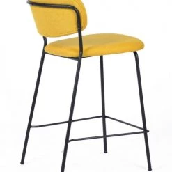 Mathi Design Chaises Et Tabourets De Bar Tabouret De Comptoir Tissu Jaune -Bancs Soldes tabouret de comptoir tissu jaune 4